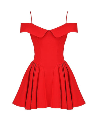 Elida Scarlet Off Shoulder Mini Dress