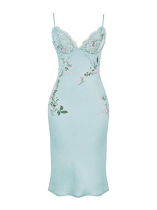 Fallon Light Lade Embroidered Slip Dress