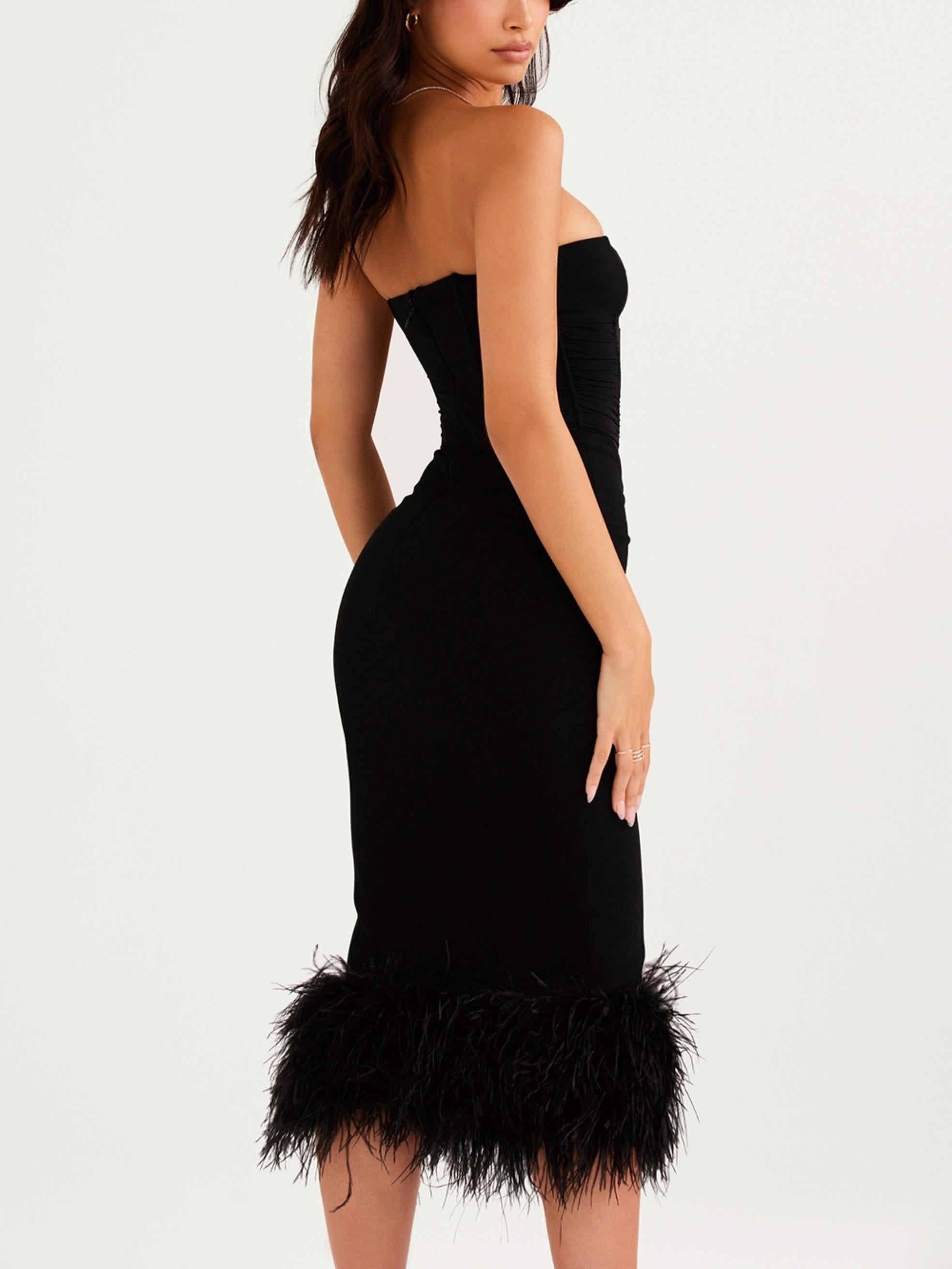 Fionula Black Strapless Corset Dress