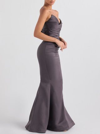 Fleur Shadow Satin Strapless Gown