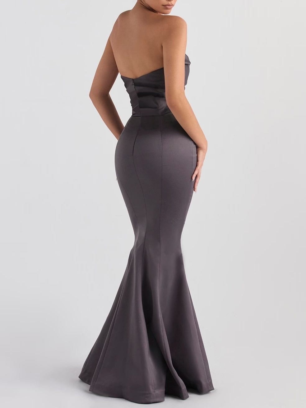 Fleur Shadow Satin Strapless Gown