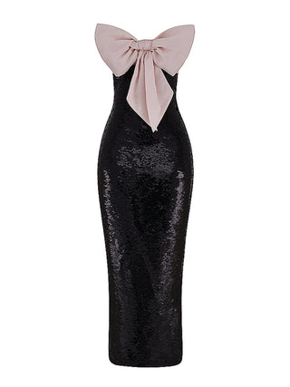 Holly Black Sequin Strapless Bow Dress