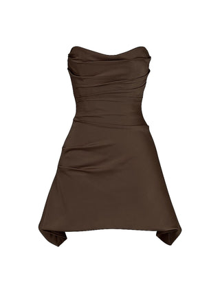 Jasmine Draped Chocolate Strapless Corset Dress