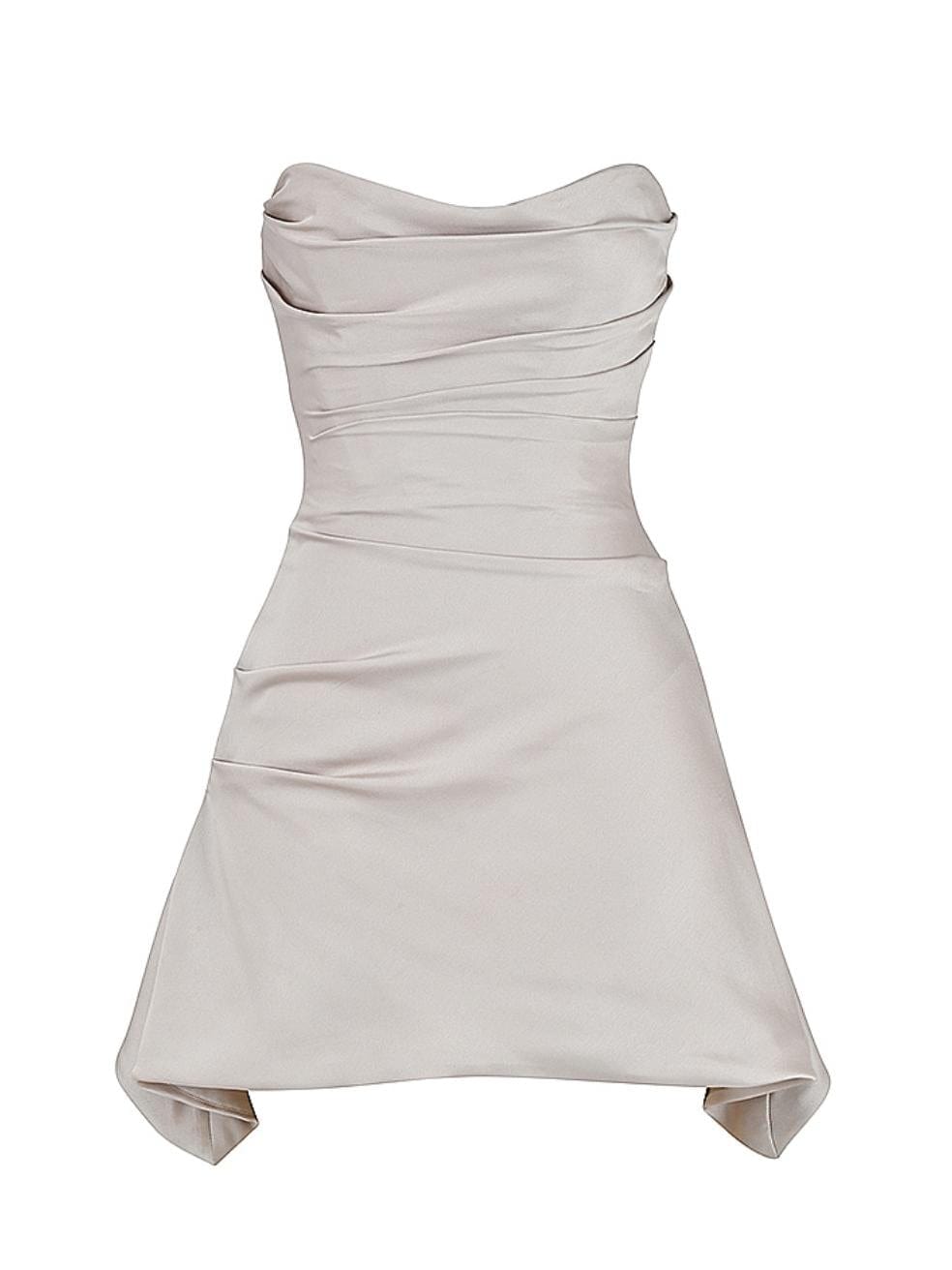 Jasmine Oyster Draped Strapless Corset Dress