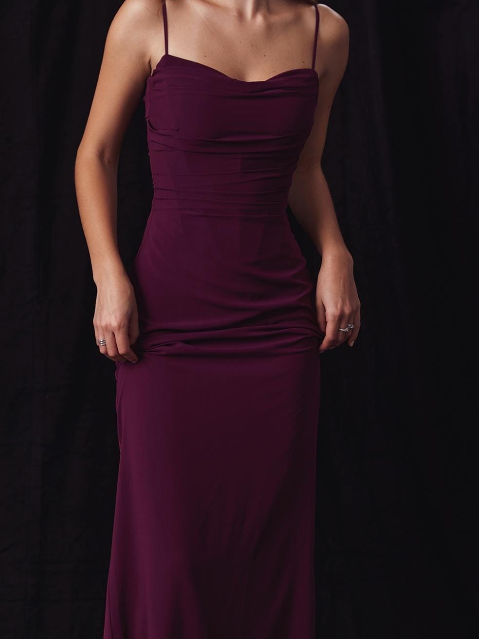 Lani Merlot Corset Maxi Dress