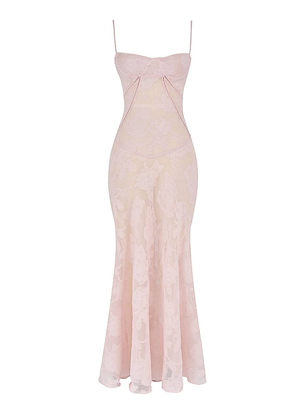 Seren Soft Pink Floral Lace Back Maxi Dress