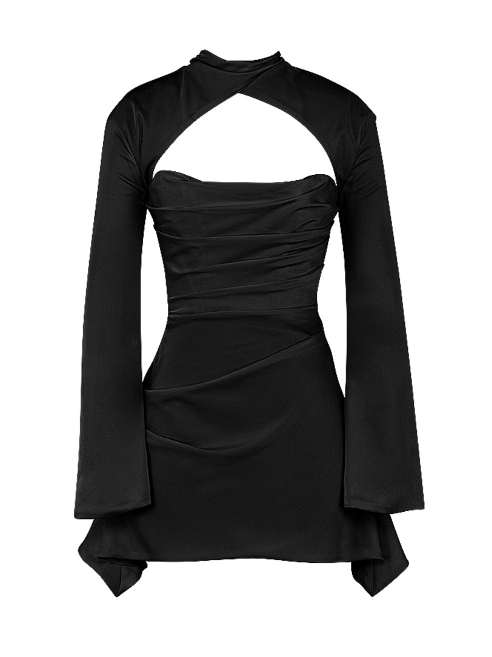 Toira Black Draped Corset Dress