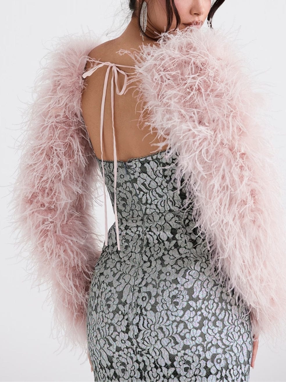 Ash Soft Pink Marabou Sleeve Jacket