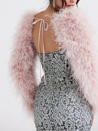 Ash Soft Pink Marabou Sleeve Jacket