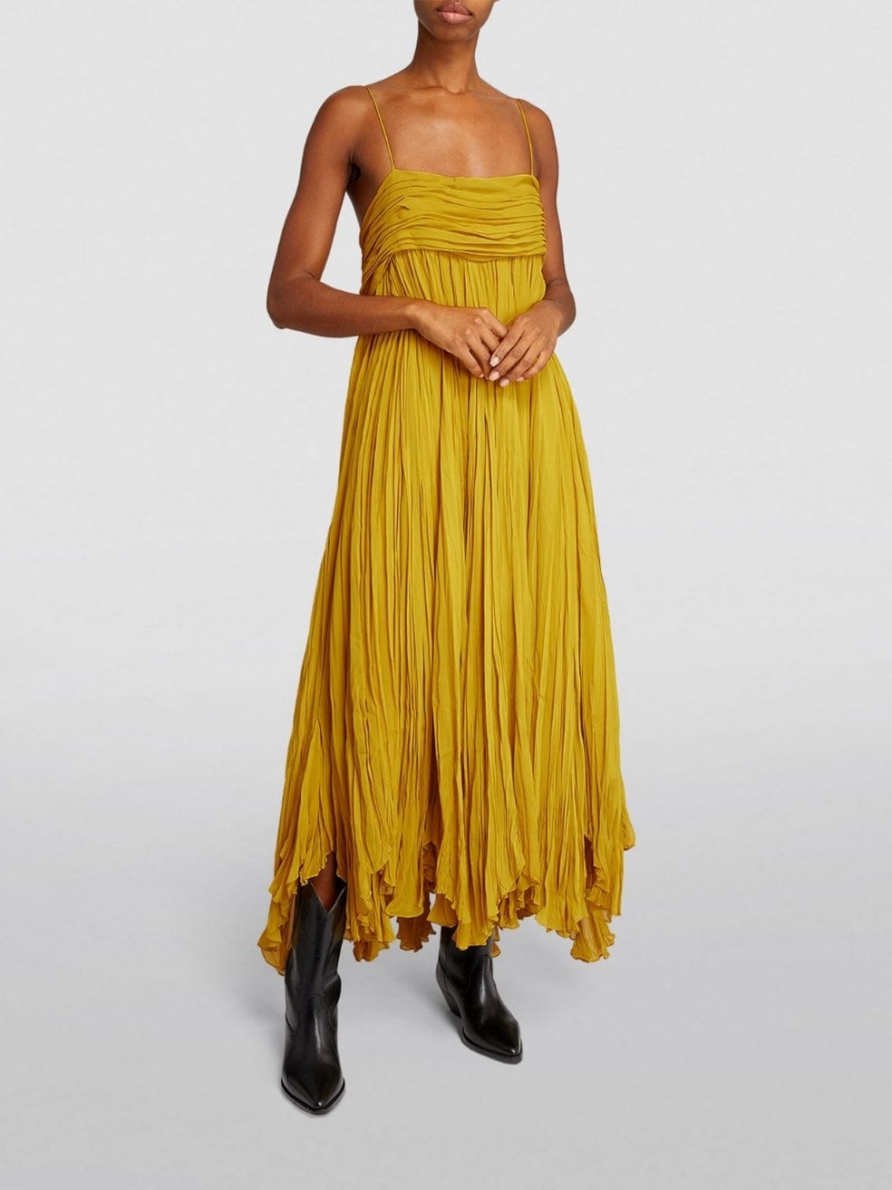 Khaite Lally Silk Dress in Yellow