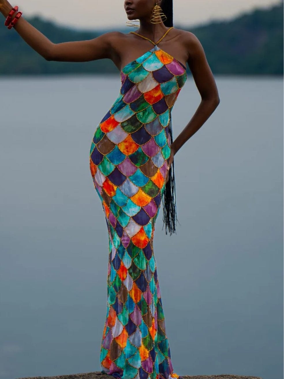 Mami Mermaid Rainbow Beaded Dress