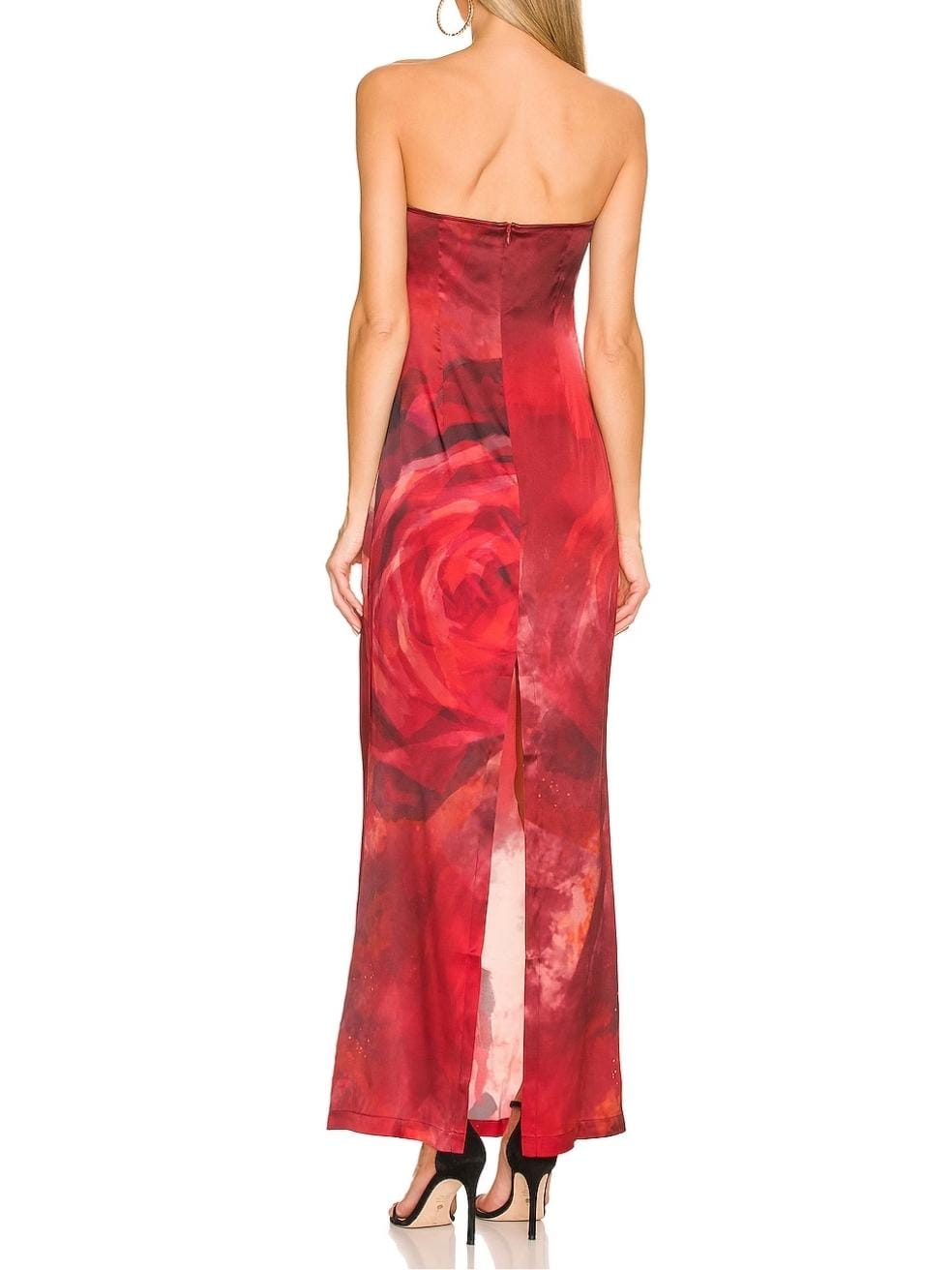 Tube Silk Gown in Red Rose