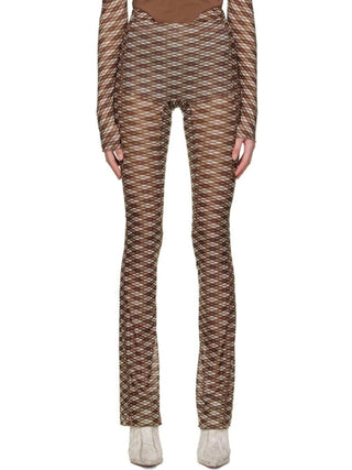 Brown Polyester Mini Dress & Argyle Printed Trousers