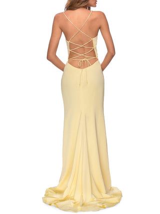 Flutter Slit Gown in Pale Yellow