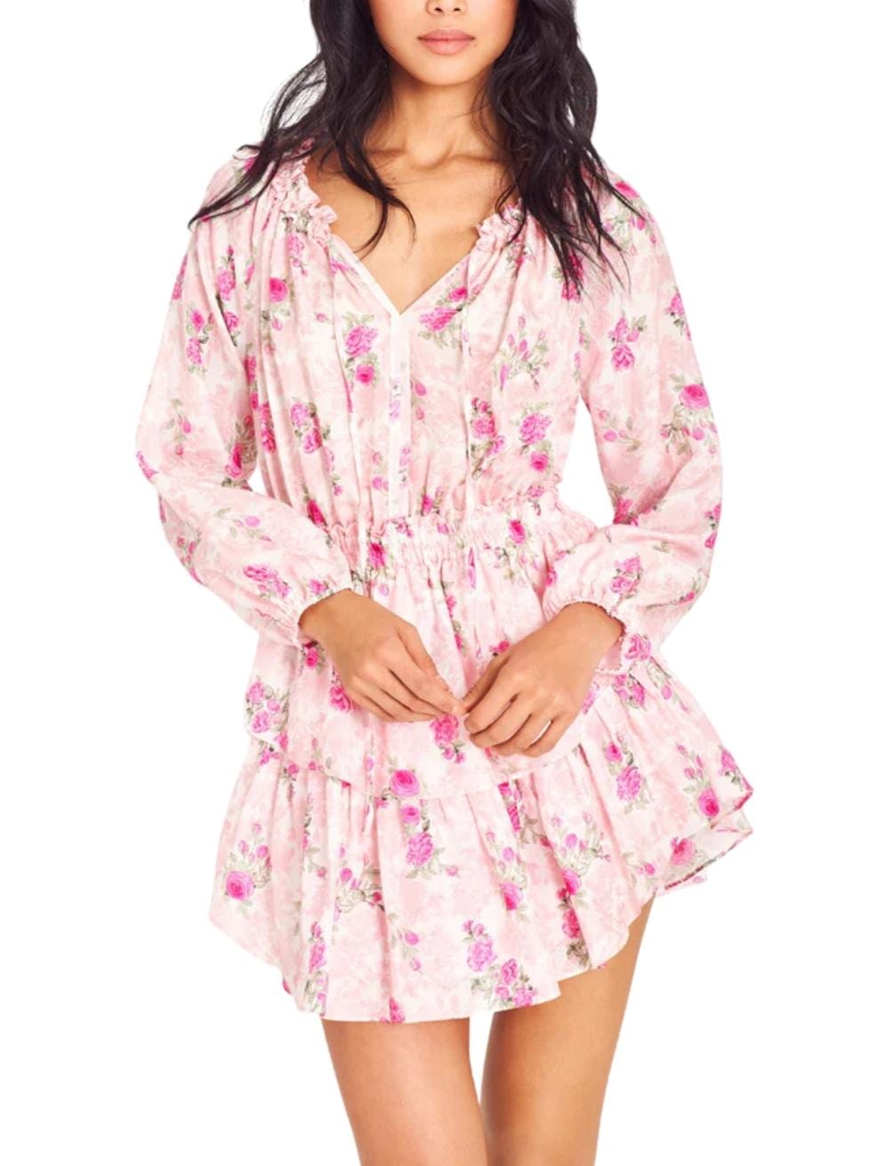 Popover Silk Mini Dress in Pink Ivy