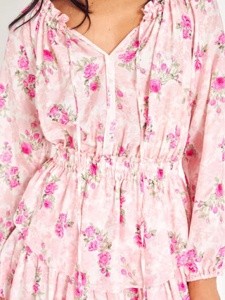 Popover Silk Mini Dress in Pink Ivy