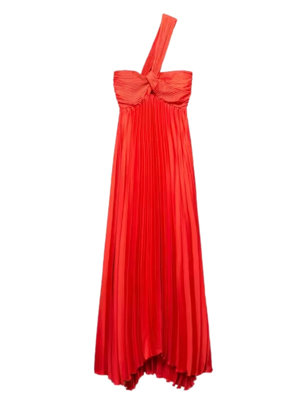 Asymmetrical Pleated Gown in Red