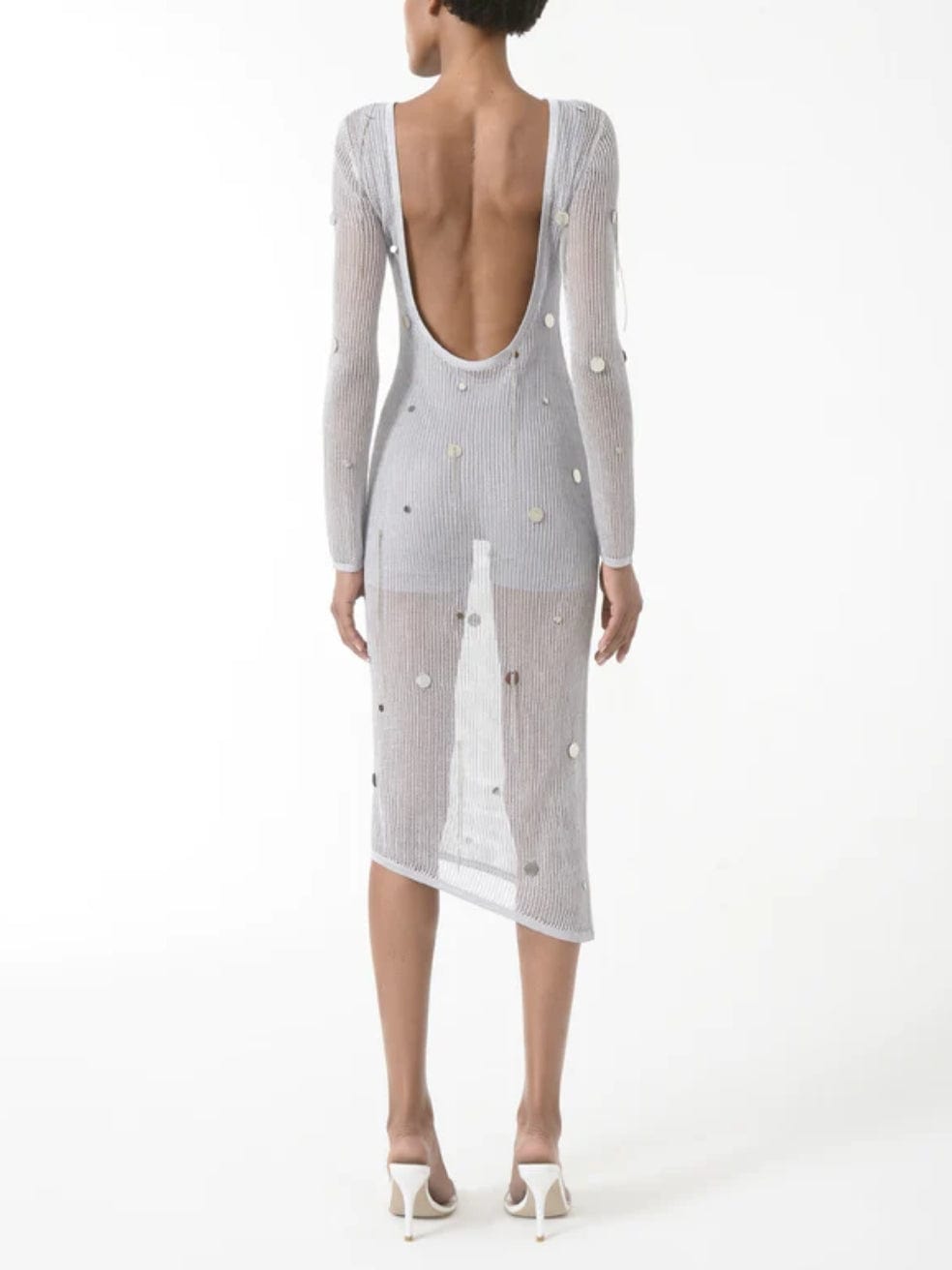 2-in-1 Sequined Net Dress In Grey