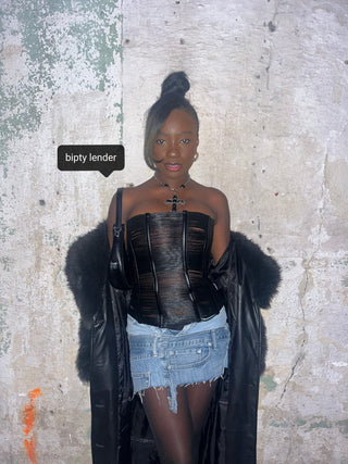 Miaou Black Hannah Jewett Edition Flux Faux-Leather Corset Miaou