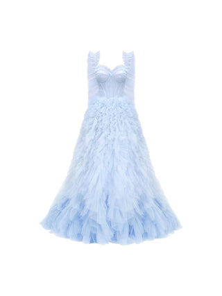 All Ruffled Up Evening blue Fluffy Dress in Light Blue