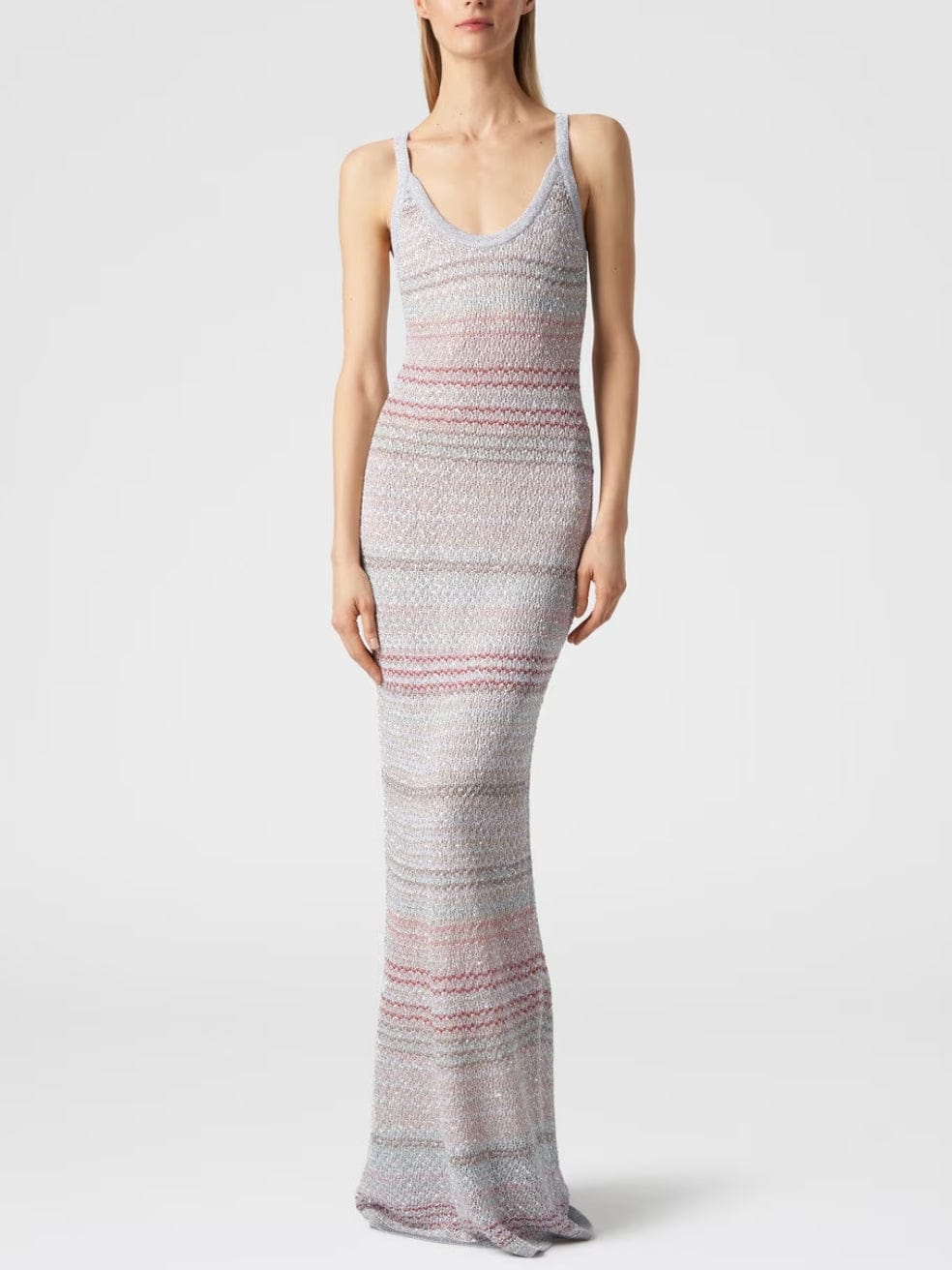 Missoni Long Dress in Zigzag Knit With Crochet-effect Weave