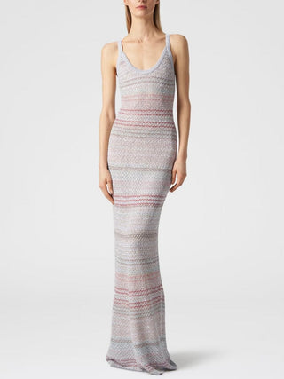 Missoni Long Dress in Zigzag Knit With Crochet-effect Weave