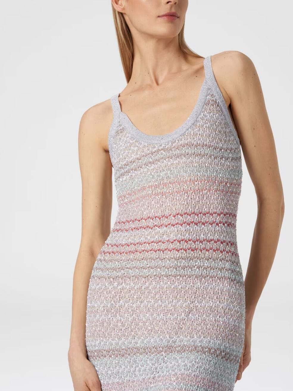 Missoni Long Dress in Zigzag Knit With Crochet-effect Weave