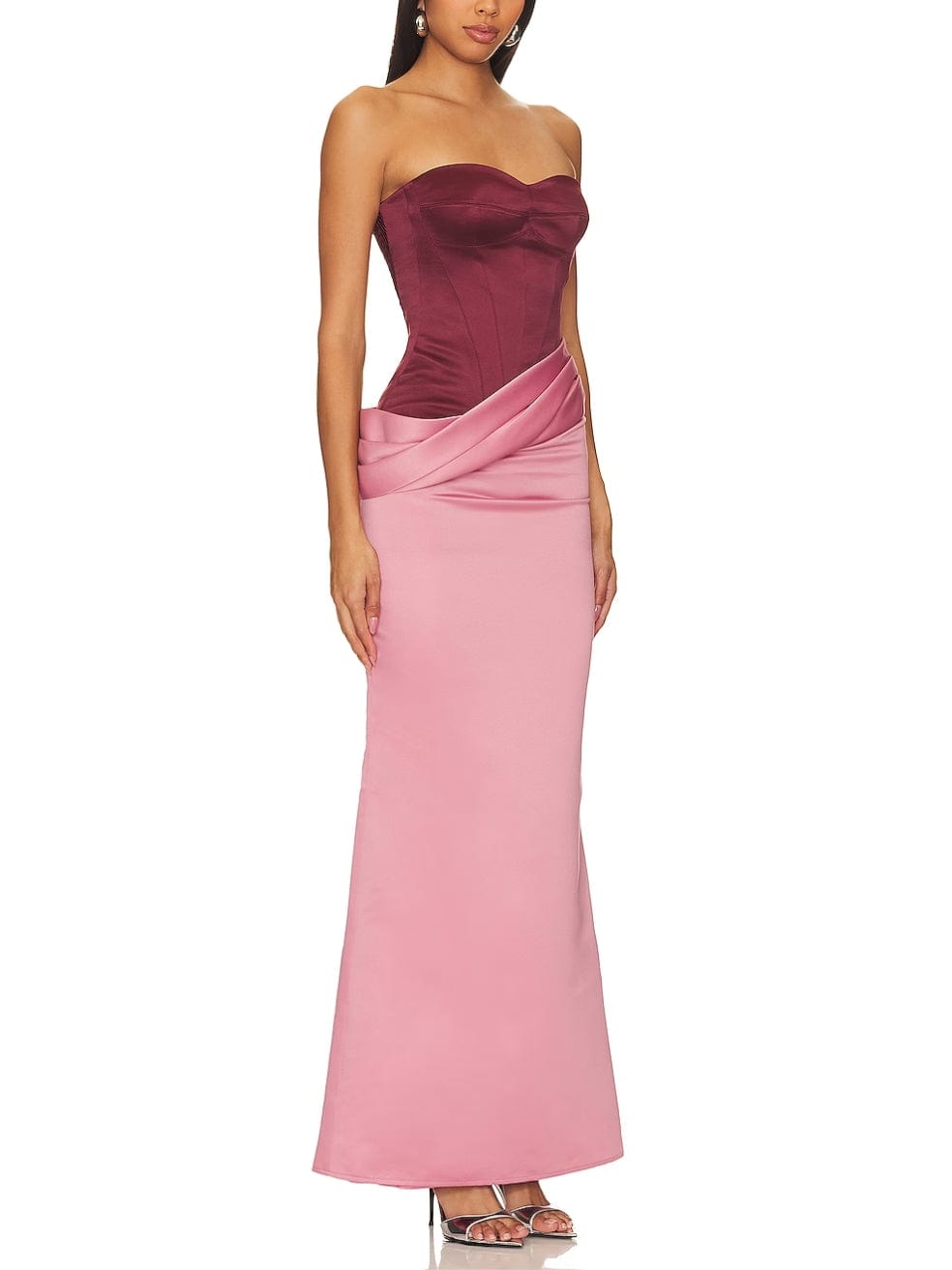 The Two-Tone Undressed Gown in Wine and Rose