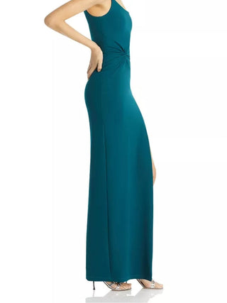Lust One Shoulder Gown in Teal