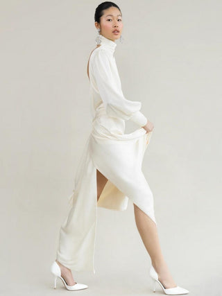 Night Out Satin Wrap Maxi Dress