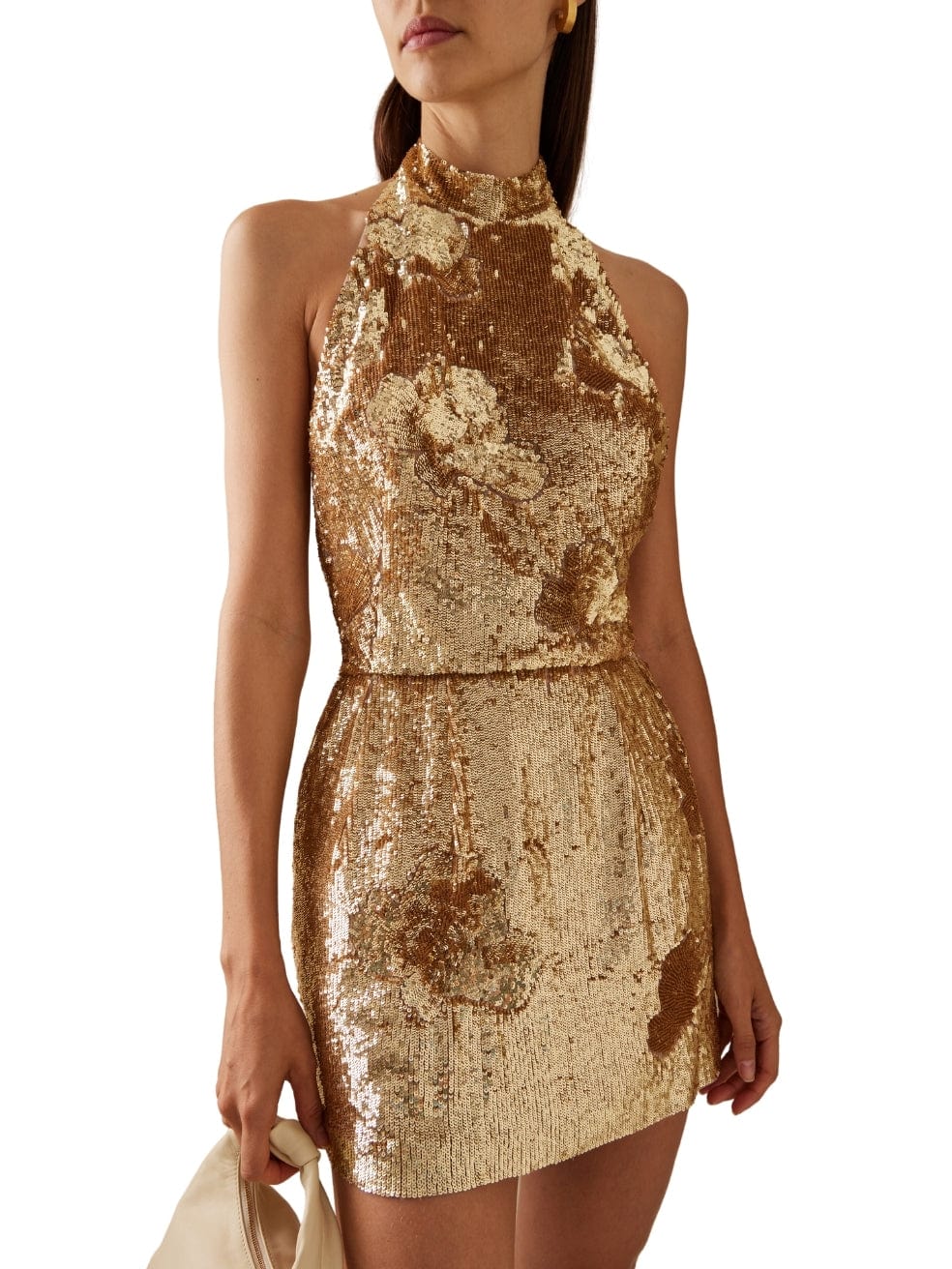 Exclusive Sequin Mini Halter Dress