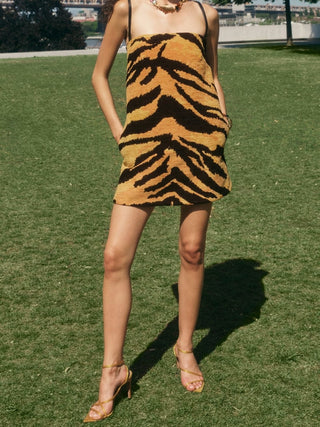 Oscar De La Renta Chenille Tiger-jacquard Mini Dress