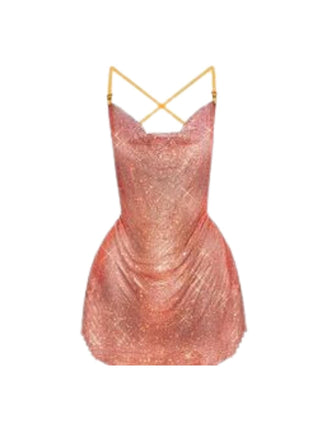 Rhinestoned Calypso Dress in Aperol Spritz
