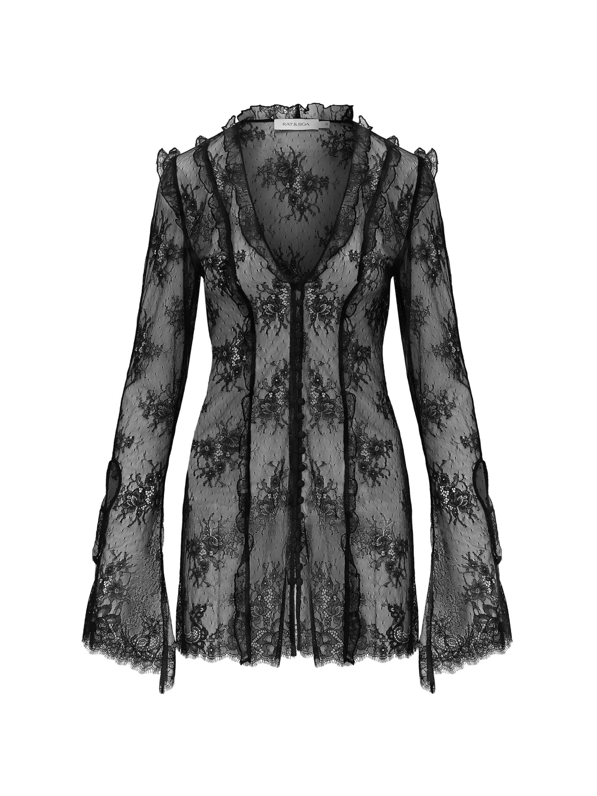 ワンピース laubeblanc Pin-tuck Lace Mini Dress Pin-tuck Lace Mini Dress – L'AUBE BLANC