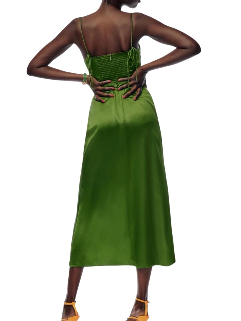 Marguerite Silk Dress in Palm Green