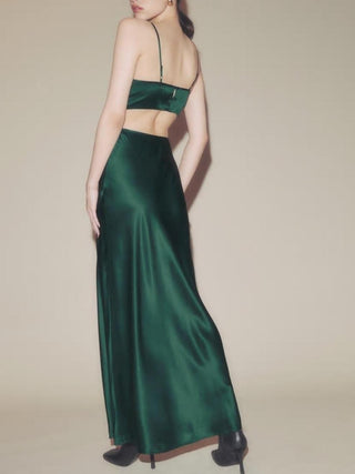 Poppies Silk Dress in Emerald