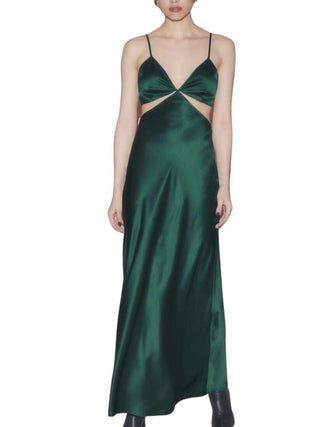 Poppies Silk Dress in Emerald