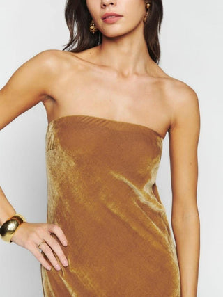 Sylvania Velvet Dress In gold