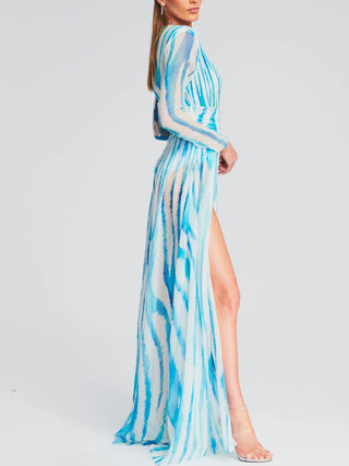 Angela Maxi Dress in Blue Zebra