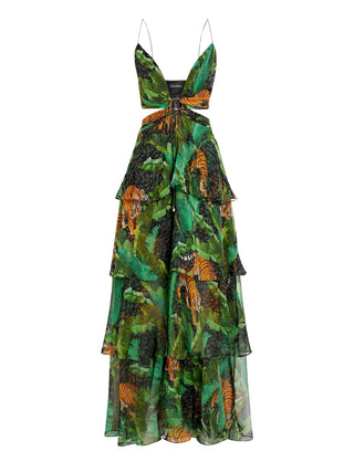 Paulina Tiered Cutout Silk-chiffon Maxi Dress
