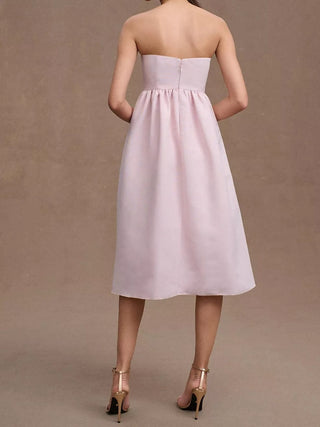 Blaine Strapless Bow Taffeta Midi Dress