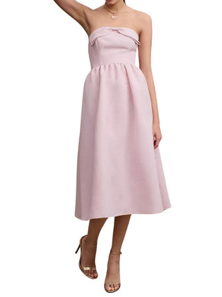 Blaine Strapless Bow Taffeta Midi Dress