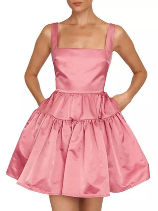 Brittney Ruffle Mini Dress in Rose Pink