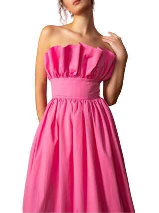 Nina Strapless Tiered Ruffle Gown in Pink