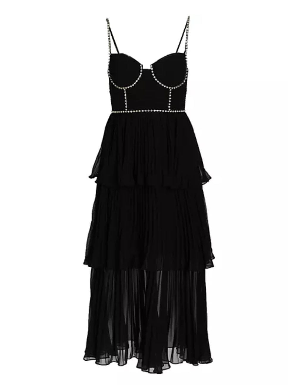 Bustier Tiered Chiffon Midi-Dress