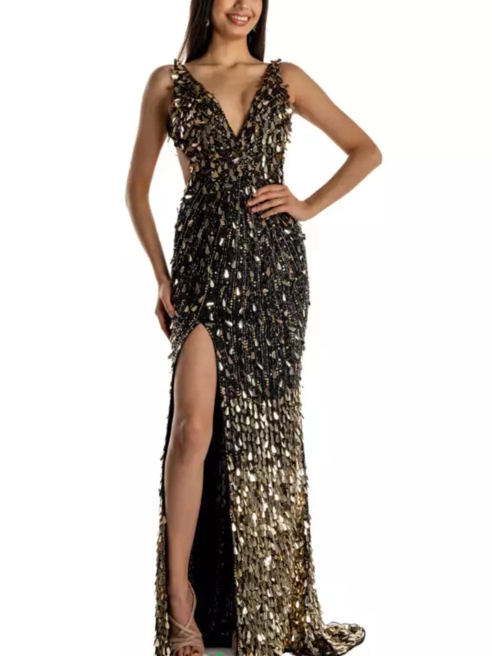 Sherri Hill 54912 in Black and Gold