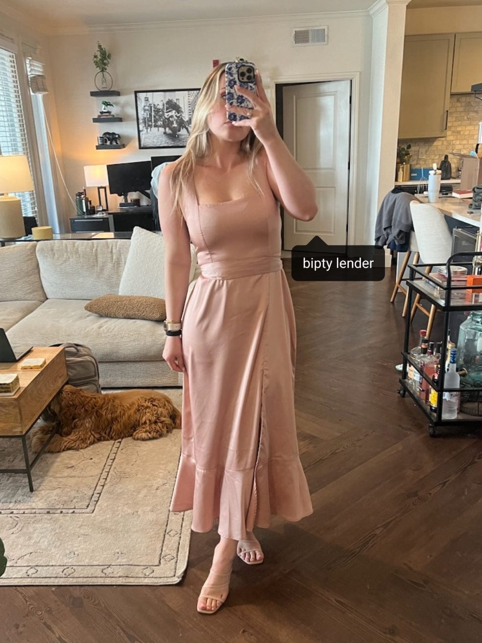 Rose Gold Luxe Satin Claire Midi Dress