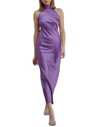 Halter Cocktail Silk Maxi Dress