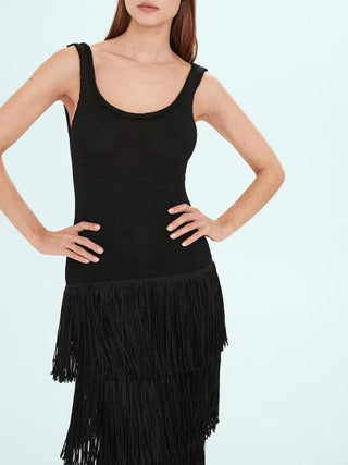 Knitted Dress With Fringe Design