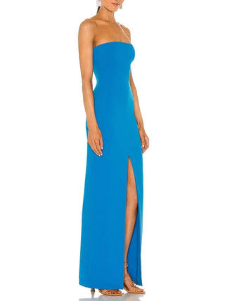 Solace London Blue Strapless Gown